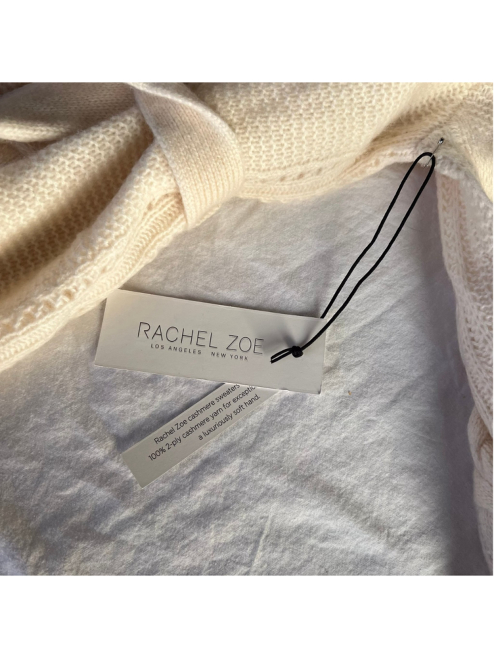 NWT Rachel Zoe Cream 100% 2-Ply Cashmere Cable Knit Belted Cardigan Sweater S - Picture 13 of 13